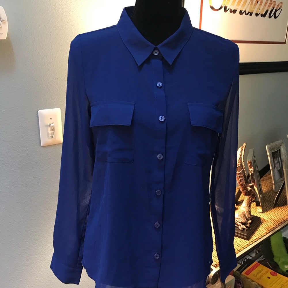 Royal blue sheer blouse